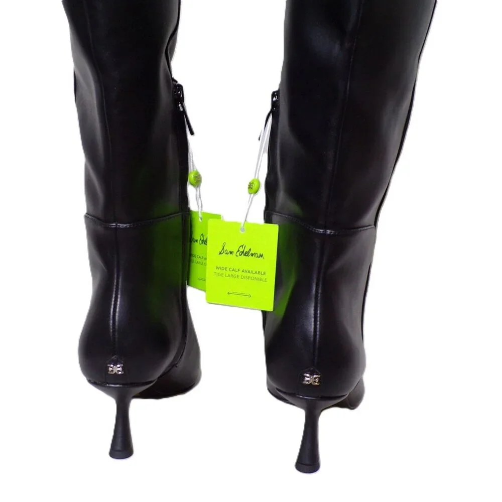 🆕SAM EDELMAN Taylin Knee High Kitten Heel Boot Wide Calf Black 8 - Picture 10 of 15